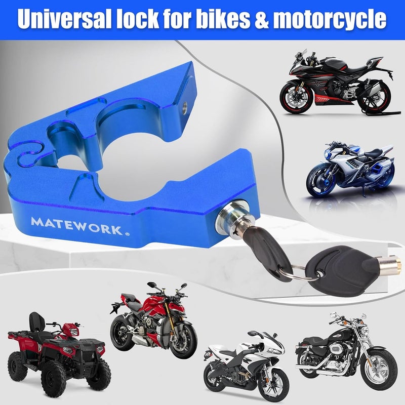 Matework Motorcycle Lock Anti Theft Heavy Duty, Motorcycle Handlebar with Helmet Lock, Universal Motorcycle Blue - Image 5